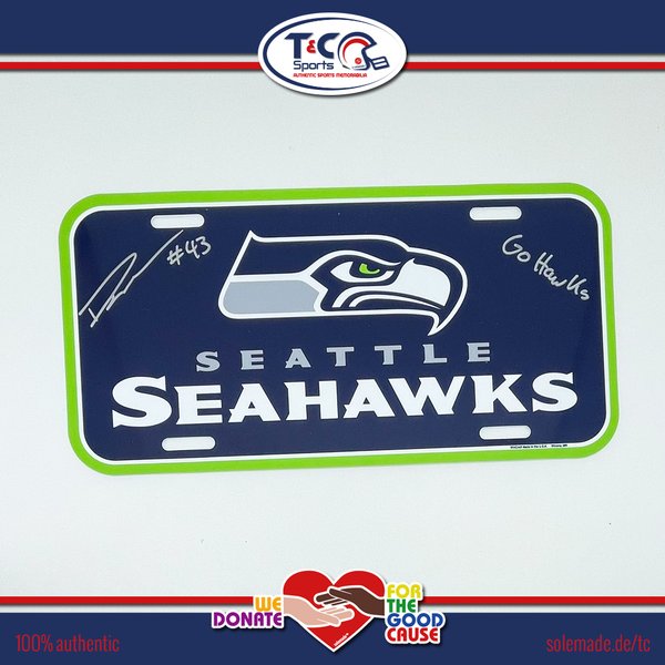 0076285 - Aaron Donkor signed Seattle Seahawks WinCraft license plate