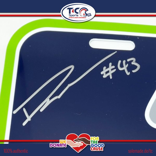 Aaron Donkor signed Seattle Seahawks WinCraft license plate