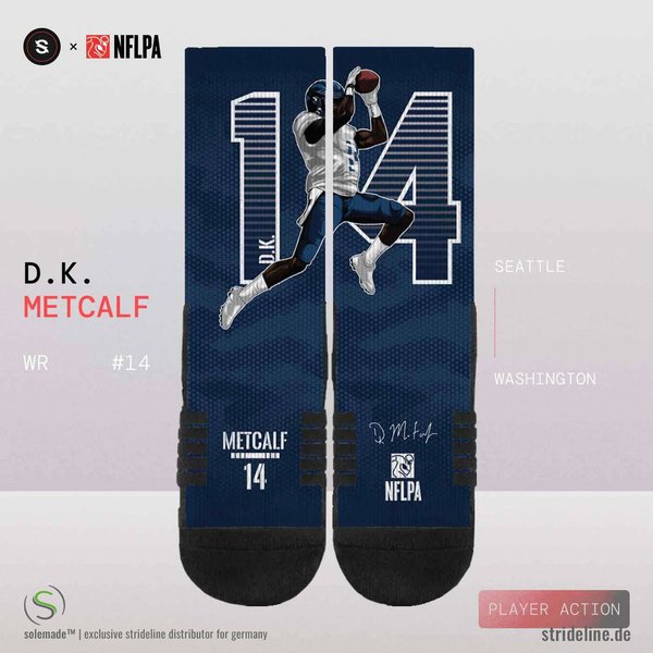 solemade X strideline | NFLPA | D.K. Metcalf  WR 14 | Player Action